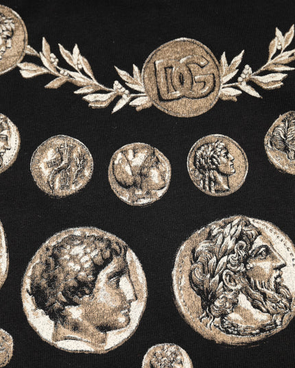 Dolce & Gabbana Black Coin Print Cotton Crew Neck T-shirt