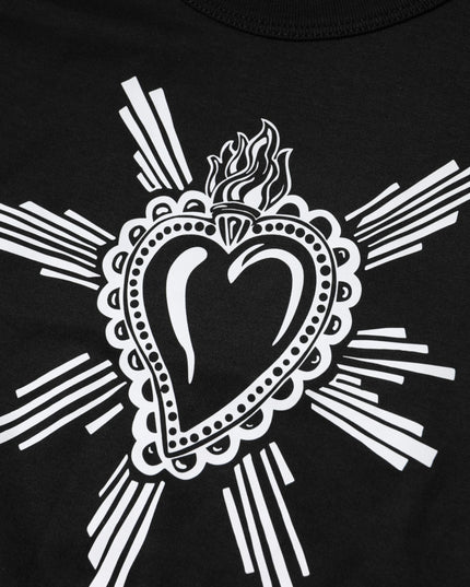 Dolce & Gabbana Black Sacred Heart Cotton Crew Neck T-shirt