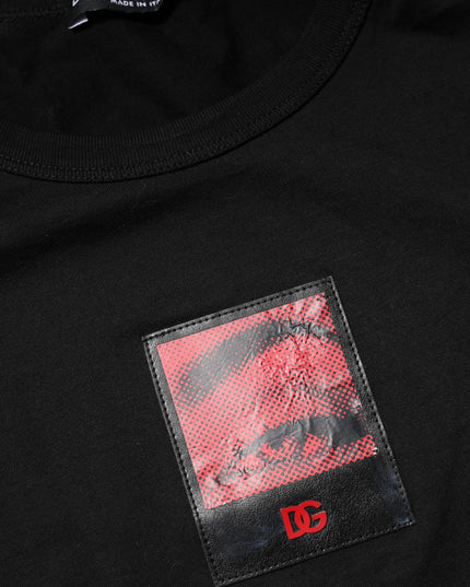 Dolce & Gabbana Black Eye Print Cotton Men Crew Neck T-shirt