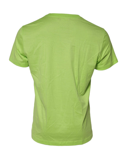 Dolce & Gabbana Green Embossed Logo Cotton Crew Neck T-shirt