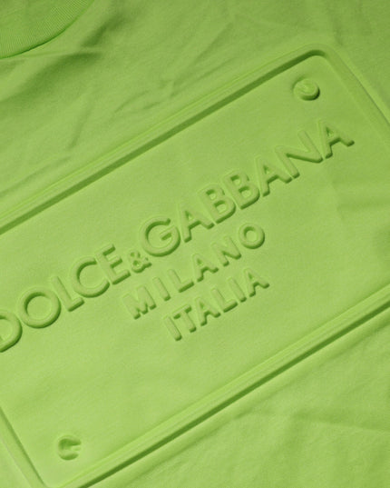 Dolce & Gabbana Green Embossed Logo Cotton Crew Neck T-shirt