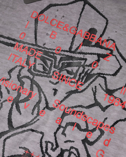 Dolce & Gabbana Gray Graphic Print Cotton Crew Neck T-shirt