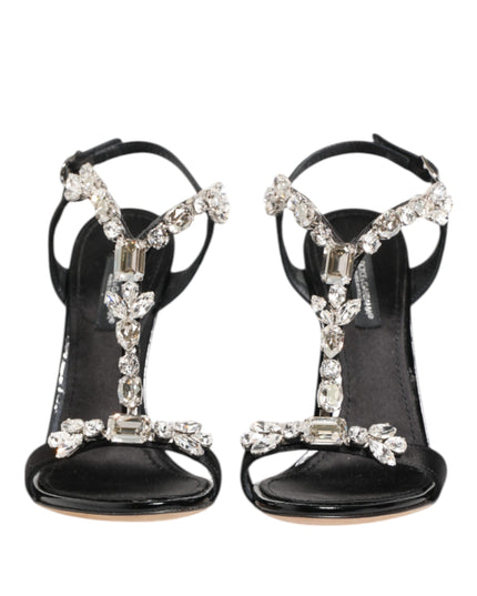 Dolce & Gabbana Black Keira Crystals Heels Sandals Shoes