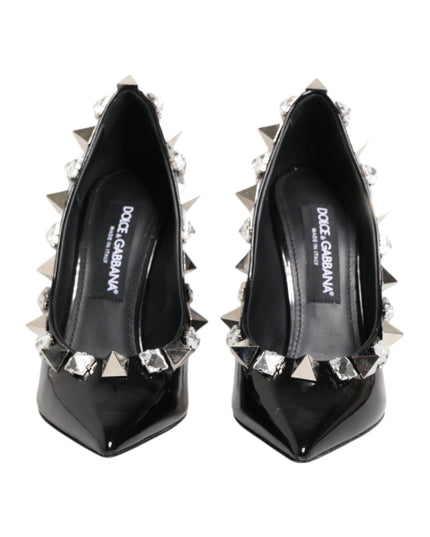 Dolce & Gabbana Black Crystals Studs Stiletto Pumps Shoes