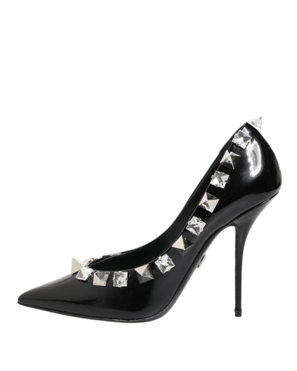Dolce & Gabbana Black Crystals Studs Stiletto Pumps Shoes