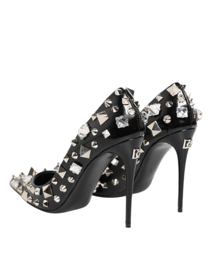 Dolce & Gabbana Black Crystals Studs Stiletto Pumps Shoes