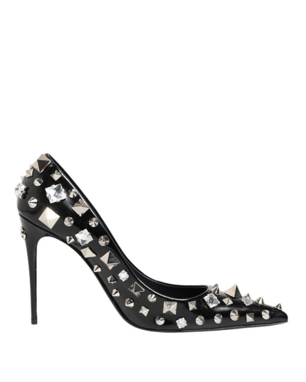 Dolce & Gabbana Black Crystals Studs Stiletto Pumps Shoes