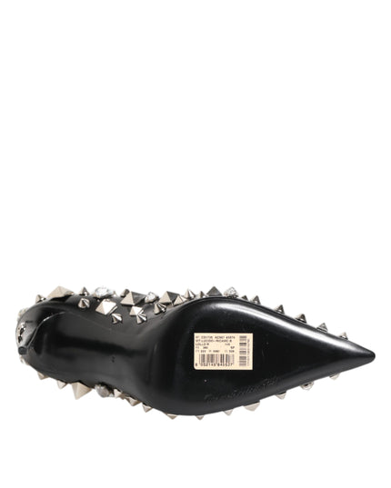 Dolce & Gabbana Black Crystals Studs Stiletto Pumps Shoes