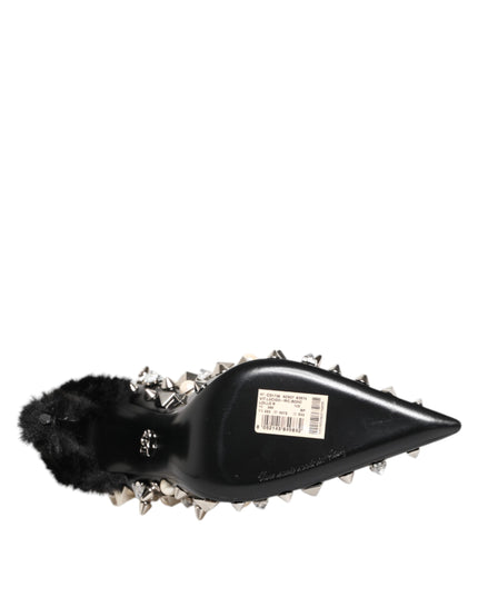 Dolce & Gabbana Black Crystals Studs Stiletto Pumps Shoes