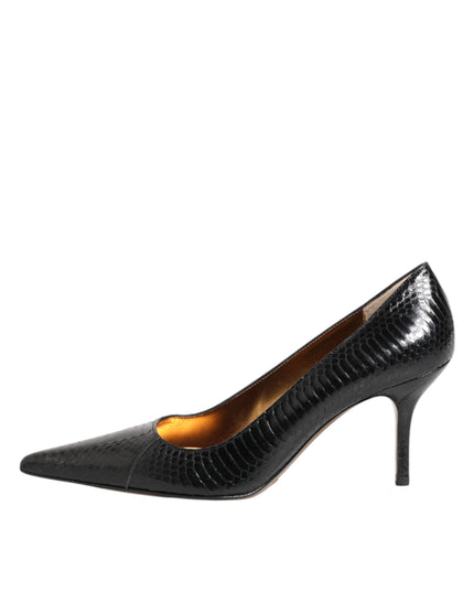 Dolce & Gabbana Black Exotic Leather Stiletto Pumps Shoes