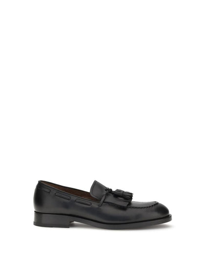 Fratelli Rossetti Black Calf Leather Bos Taurus Slip-On Loafers