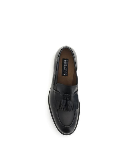Fratelli Rossetti Black Calf Leather Bos Taurus Slip-On Loafers