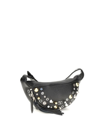 Valentino Garavani Black Calf Leather Bos Taurus Shoulder Bag