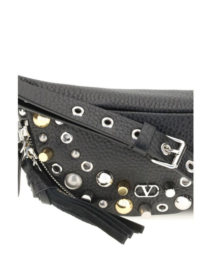 Valentino Garavani Black Calf Leather Bos Taurus Shoulder Bag