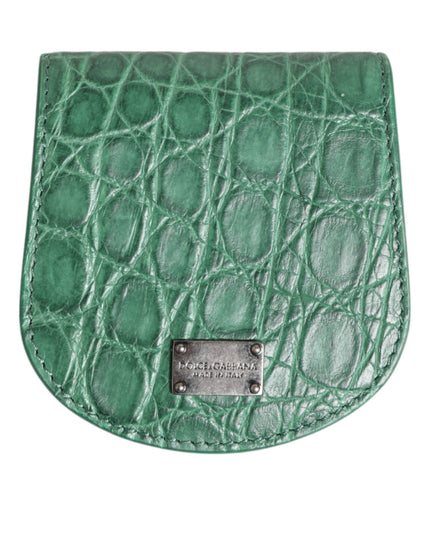Dolce & Gabbana Green Exotic Skin Coin Condom Case Holder Pocket Wallet