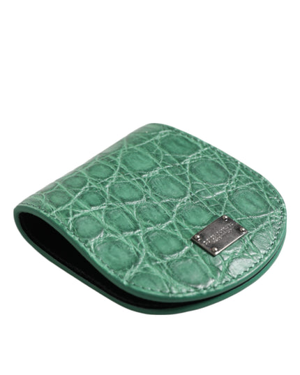 Dolce & Gabbana Green Exotic Skin Coin Condom Case Holder Pocket Wallet