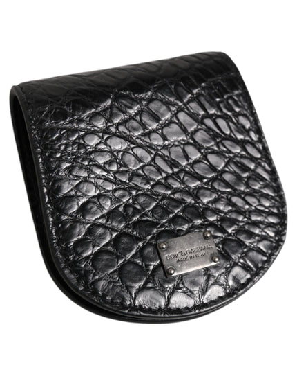 Dolce & Gabbana Black Exotic Skin Coin Condom Case Holder Pocket Wallet
