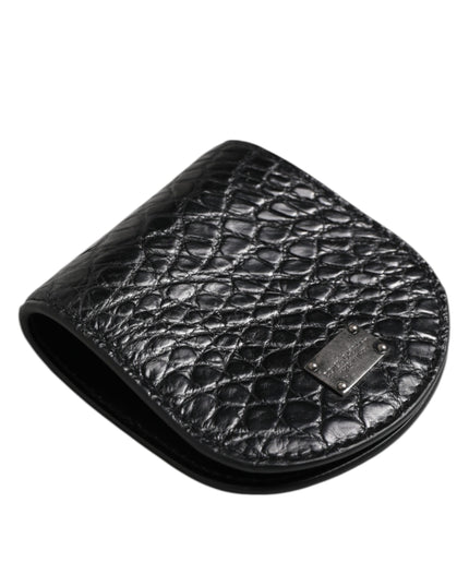 Dolce & Gabbana Black Exotic Skin Coin Condom Case Holder Pocket Wallet