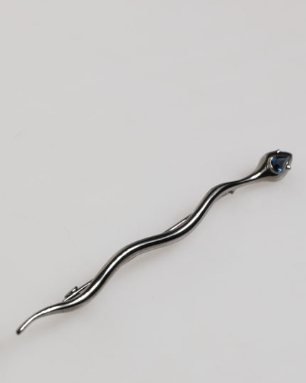 Dolce & Gabbana Black Brass Crystal Spilla Serpente Mens Brooch Pin