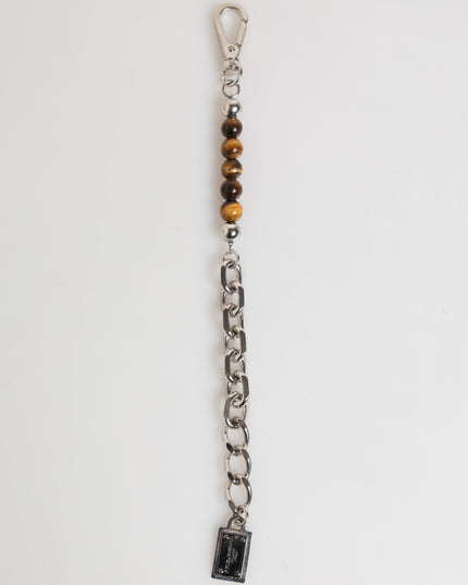 Dolce & Gabbana Silver Chain Brass Beaded Lobster Clasp Logo Men Bracelet