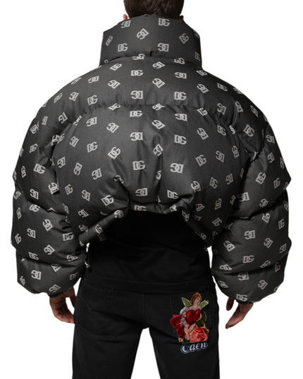 Dolce & Gabbana Black DG Monogram Full Zip Puffer Men Jacket