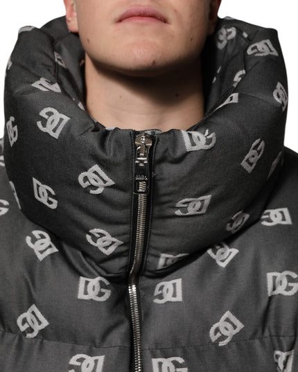 Dolce & Gabbana Black DG Monogram Full Zip Puffer Men Jacket