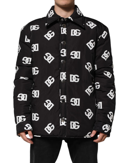 Dolce & Gabbana Black DG Monogram Nylon Windbreaker Jacket