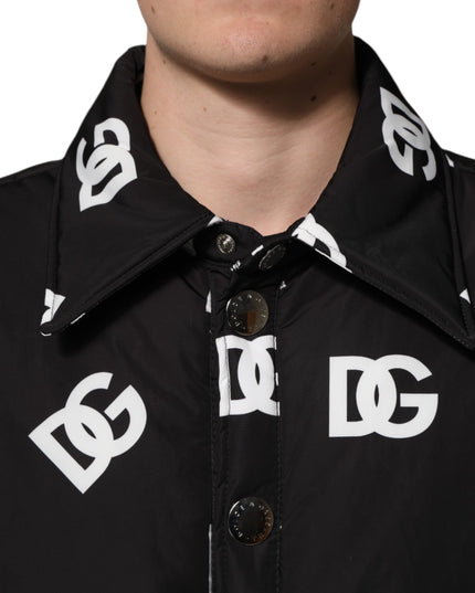 Dolce & Gabbana Black DG Monogram Nylon Windbreaker Jacket