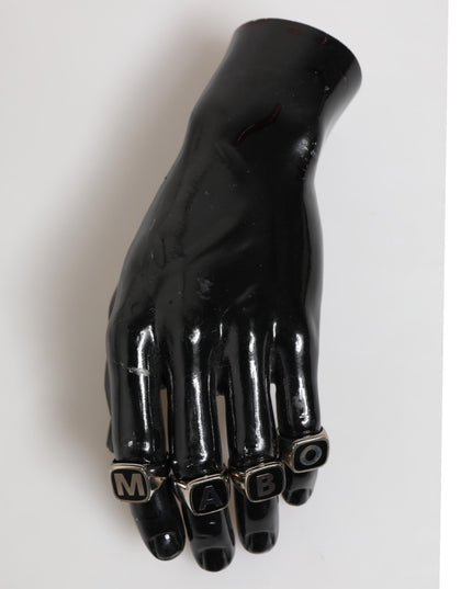 Dolce & Gabbana Silver Tone Brass Lettering Set 5 Pieces Adjustable Ring