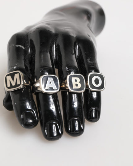 Dolce & Gabbana Silver Tone Brass Lettering Set 5 Pieces Adjustable Ring