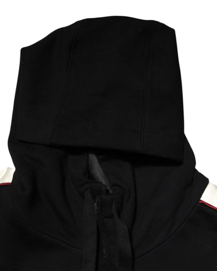 Dolce & Gabbana Black Cotton Plaque Track Cardigan Sweater