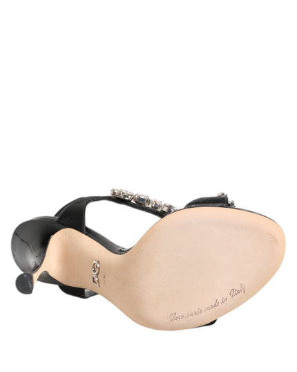Dolce & Gabbana Black Keira Crystals Heels Sandals Shoes