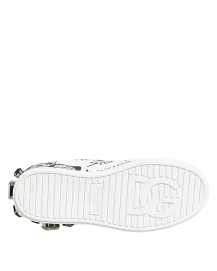 Dolce & Gabbana White Portofino Crystal Sneakers  Shoes