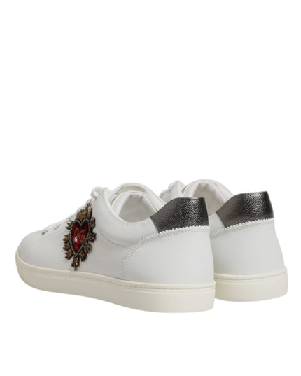 Dolce & Gabbana White Sacred Heart Men Low Top Sneakers Shoes