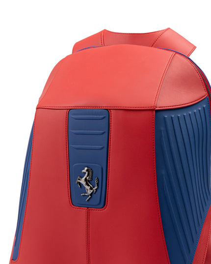 Ferrari Red Leather Technical Backpack