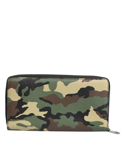 Dolce & Gabbana Multicolor Camouflage Logo Zip Around Continental Wallet