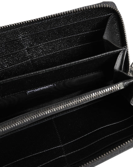 Dolce & Gabbana Black Leather #DGFAMILY Zipper Continental Mens Wallet