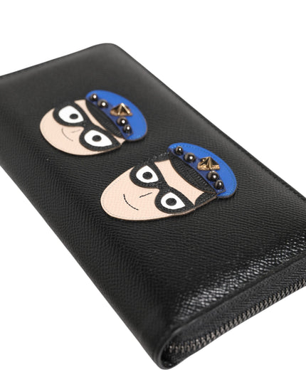 Dolce & Gabbana Black Leather #DGFAMILY Zipper Continental Mens Wallet