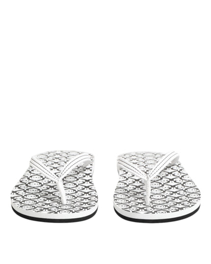 Dolce & Gabbana Black White Logo Beachwear Flats Slipper Shoes