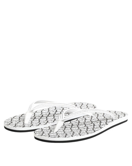 Dolce & Gabbana Black White Logo Beachwear Flats Slipper Shoes