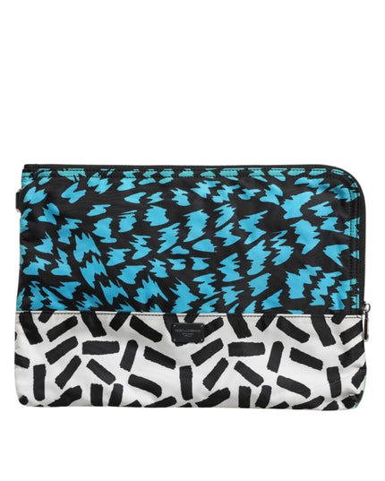 Dolce & Gabbana Multicolor Printed Nylon Logo Plaque Men Clutch Pouch Bag