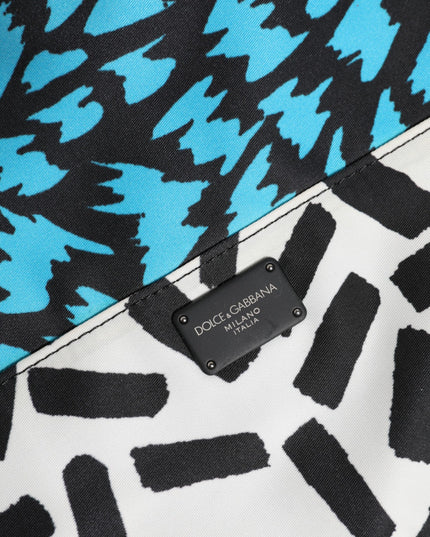 Dolce & Gabbana Multicolor Printed Nylon Logo Plaque Men Clutch Pouch Bag