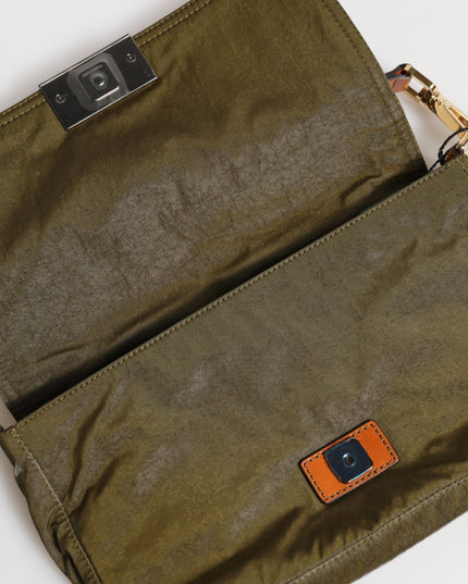 Dolce & Gabbana Dark Green Nylon Logo Plaque Shoulder Strap Borse Bag