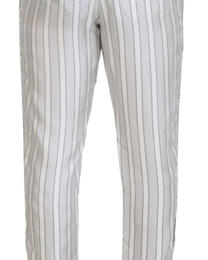 Dolce & Gabbana White Stripes Silk Lounge Trouser Pants