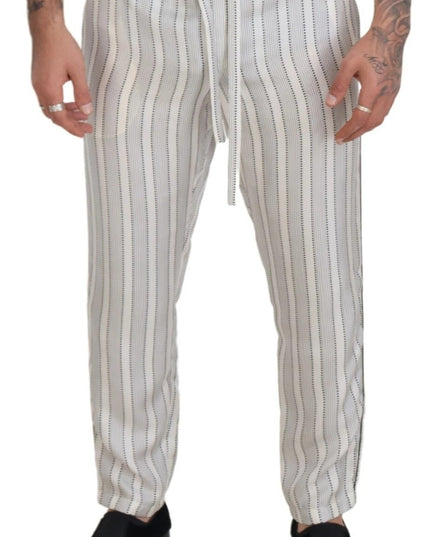 Dolce & Gabbana White Stripes Silk Lounge Trouser Pants