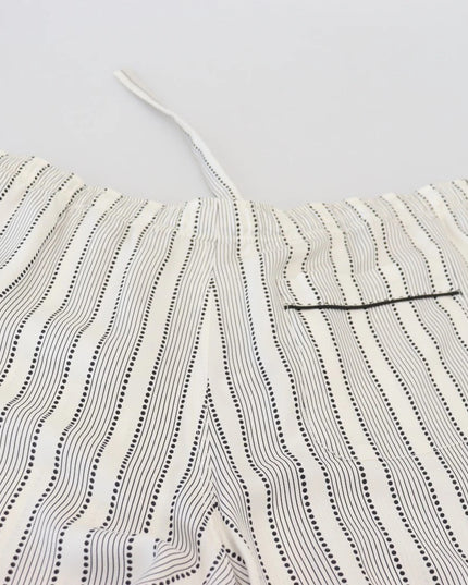 Dolce & Gabbana White Stripes Silk Lounge Trouser Pants