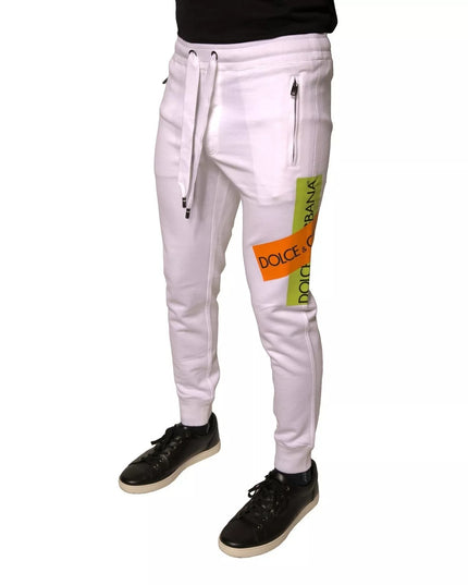 Dolce & Gabbana White Logo Tape Jogger Cotton Sweatpant Pants