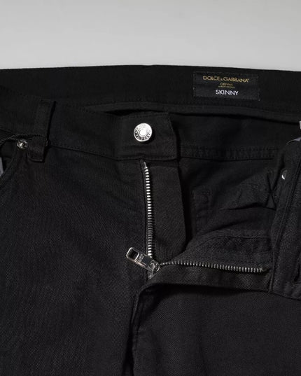 Dolce & Gabbana Black Tattered White Lining Skinny Denim Jeans
