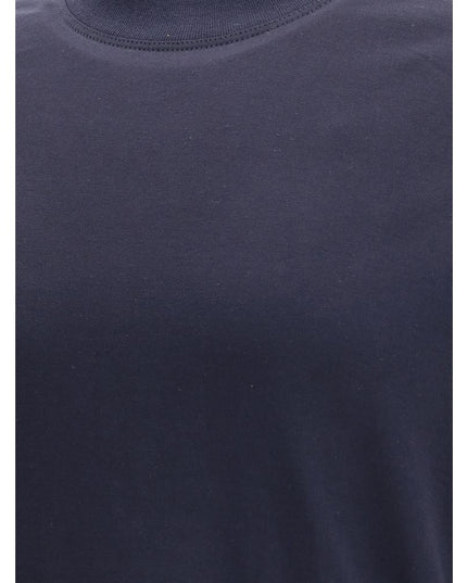 Brunello Cucinelli Blue Cotton Long Sleeve T-Shirt