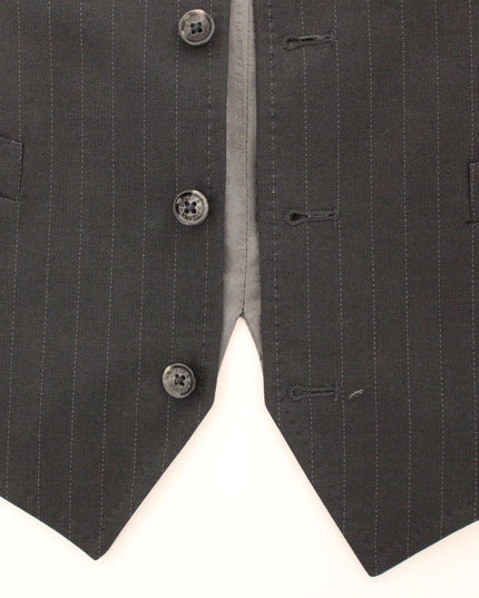 Dolce & Gabbana Gray Striped Formal Dress Gilet Vest